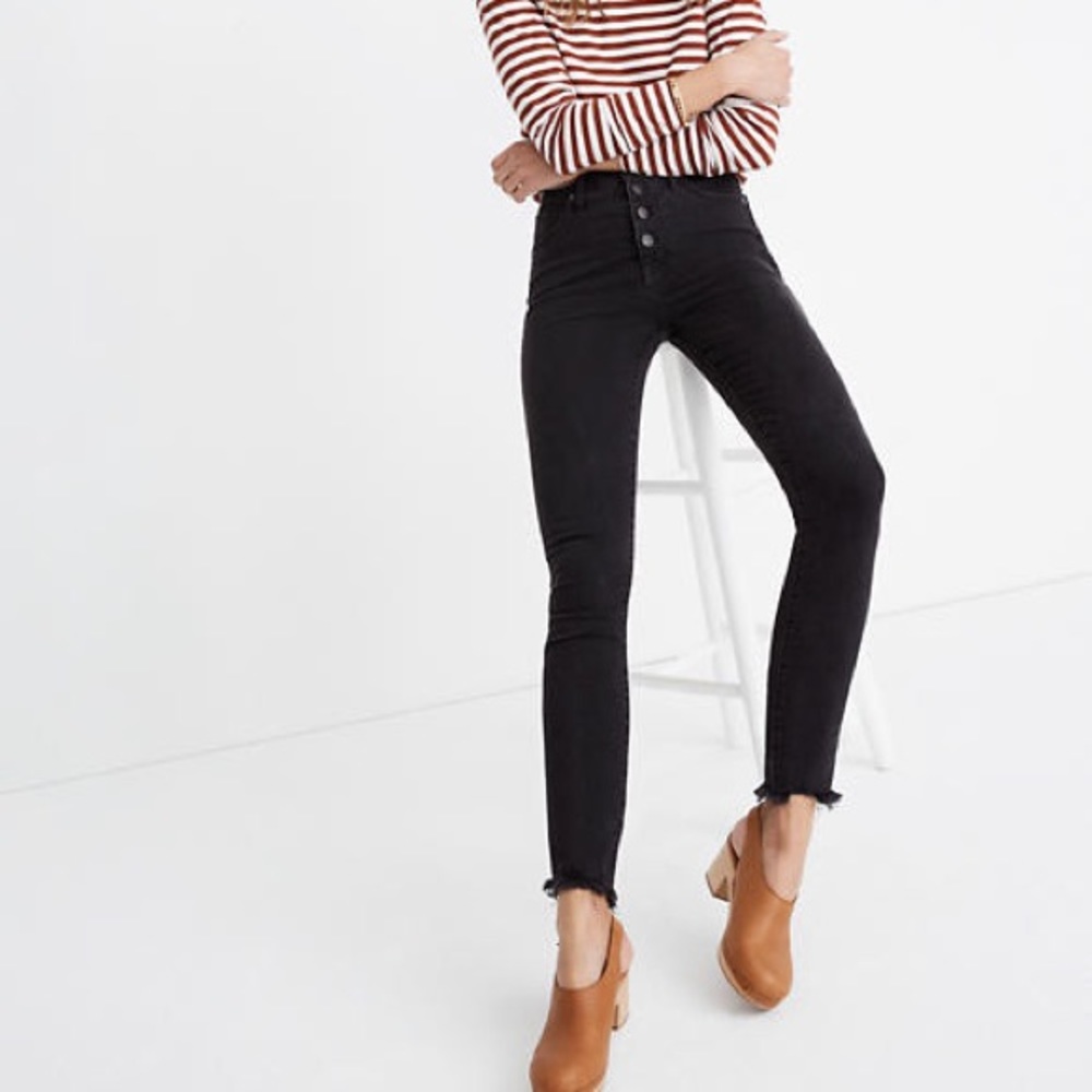 10" High-Rise Skinny Jeans: Button-Through Edition
